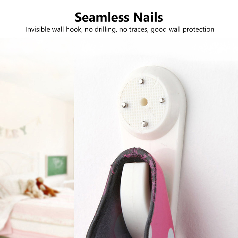 40pcs Multi Function White Plastic Invisible Wall Mount Photo Picture Frame Clock Mirror Nail Hook Hanger Seamless Nail_voghion.com