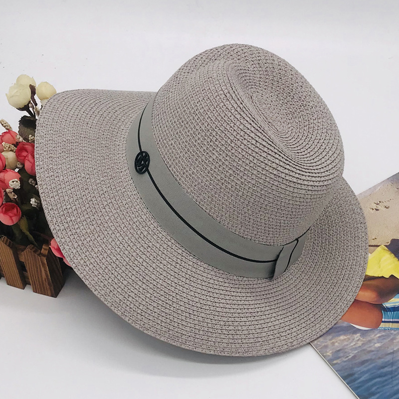 Cappello da sole da donna primaverile ed estivo pieghevole Cappello Panama British cappello di paglia con protezione solare Cappello da spiaggia_voghion.com
