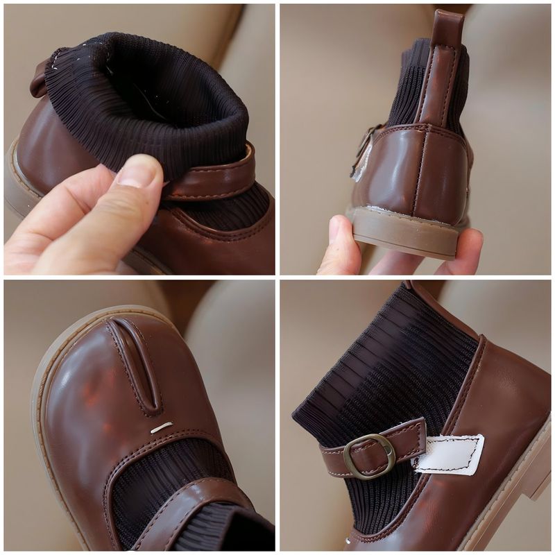 Bottes courtes décontractées en cuir pour filles, style britannique, nouvelle collection automne 2025_voghion.com