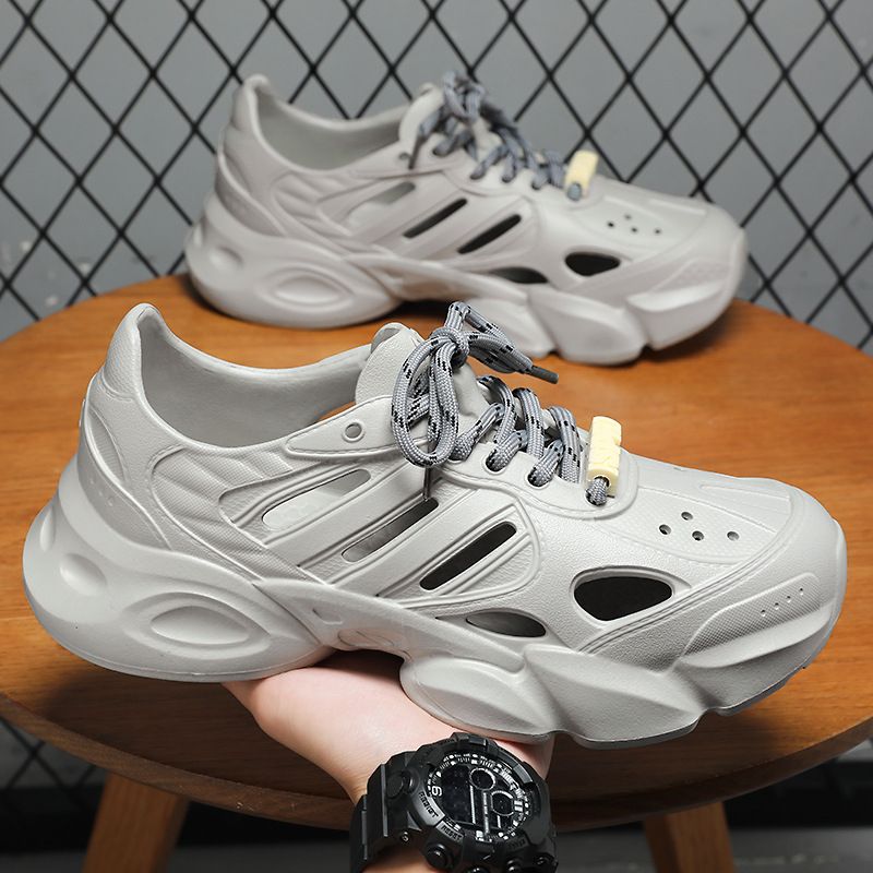 Summer Men's Beach Solid Color Versatile Clogs EVA Lightweight Sandals Height Increasing Breathable Casual Shoes_voghion.com