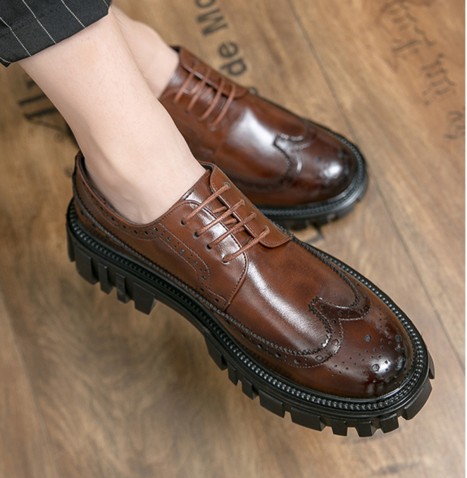 2024 Spring Blossom Men's British and Korean Round Toe Black Suit Wedding Business Dress Leather Shoes for Men_voghion.com