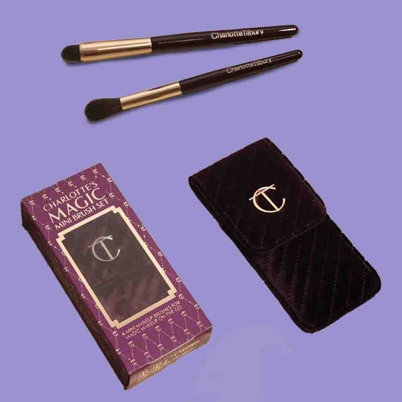 CT 4-teiliges Make-up-Pinselset in Reisegröße + lila Samtbeutel AU_voghion.com
