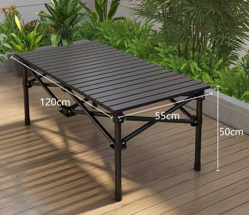Mesa plegable portátil ampliada para exteriores con puesto de equipo esencial para picnic y camping con rollos de huevo_voghion.com