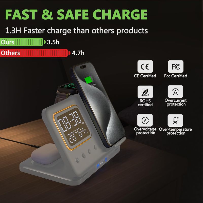 Wireless Charger Three-in-One For Huawei Iphone Iphone16 Samsung Mobile Phone Neutral Iphonewatch10 Watch 4 Headset_voghion.com