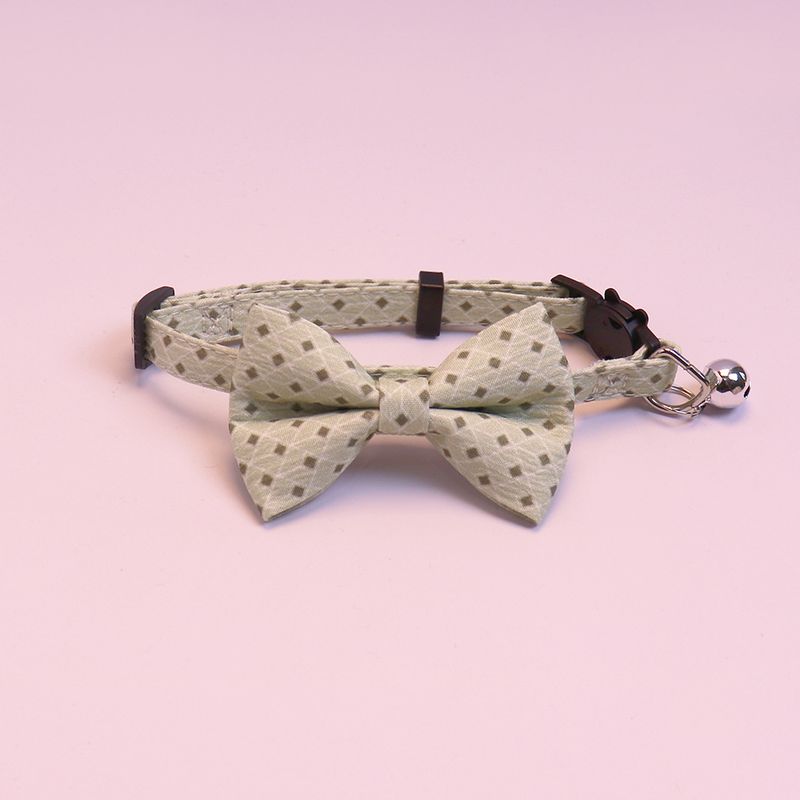New Pet Cute Tie Plaid Bow Cat Adjustable Dog Collar_voghion.com