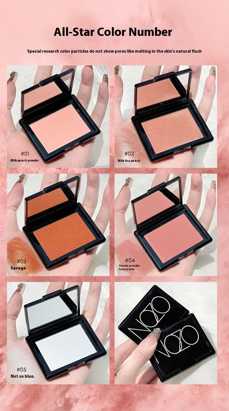 NOZO Puderrougeplatte, Hochglanz-Facelift, matt, natürlich, wasserfest, Concealer, Nude-Make-up, Monochrom-Puderrouge_voghion.com