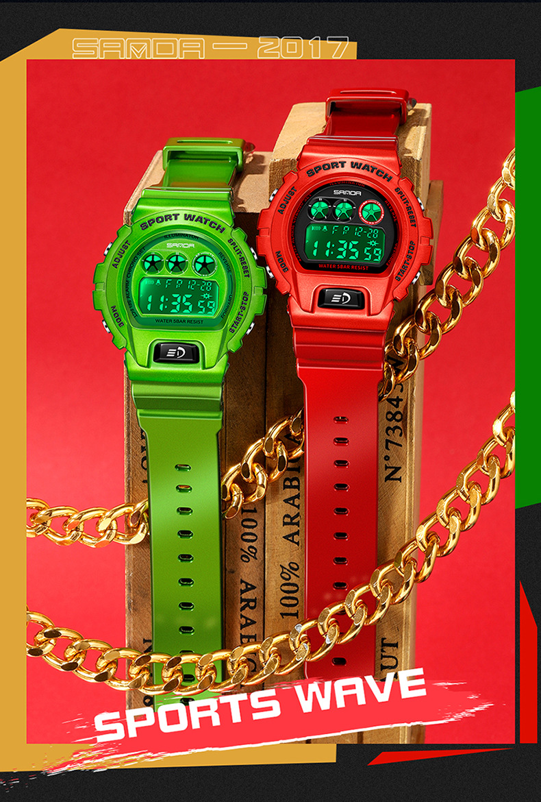 Sanda dopamina elettronica per studenti e studentesse, orologio impermeabile alla moda, tendenza multifunzionale 2017_voghion.com