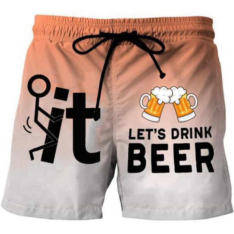 Unbeatable Quality Unbeatable Quality 2025 Summer New Men's Beach Pants 3D Fun Cartoon Beer Shorts Youth Trend_voghion.com