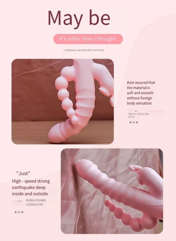 Vibromasseur lapin 3 en 1, gode, léchage de langue, jouets sexuels anaux_voghion.com