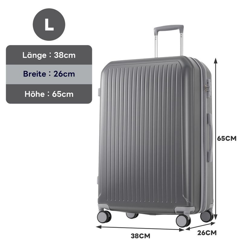 4-teiliges Hartschalen-Gepäckset (14+20+24+28 Zoll) Mit Metallteleskopgriff, TSA-Schloss, 360°-Rollen_voghion.com
