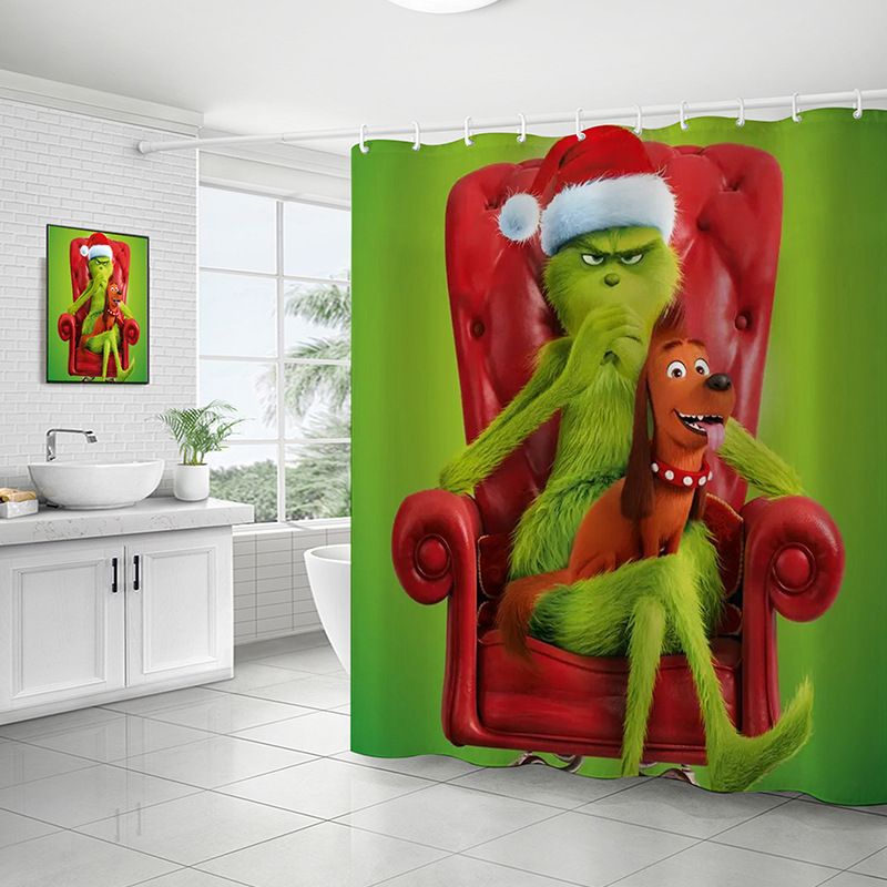 Kerstserie 1 Bedrukt op voorraad Waterdicht schimmelwerend materiaal Geen boren Badkamer Douche Scheidingsgordijn_voghion.com