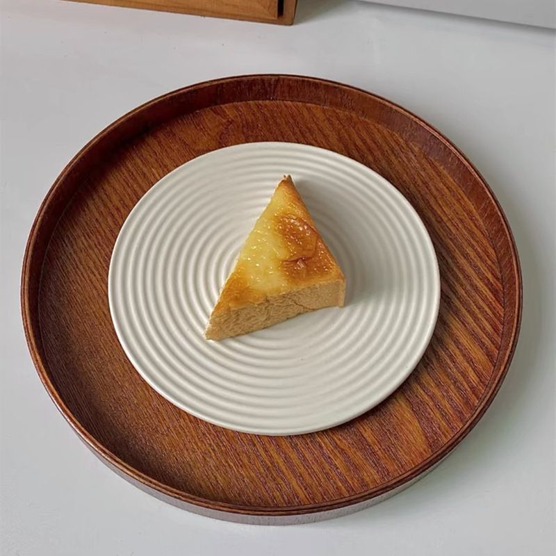 Piatto espositivo per torta e pane in ceramica minimalista a tinta unita_voghion.com