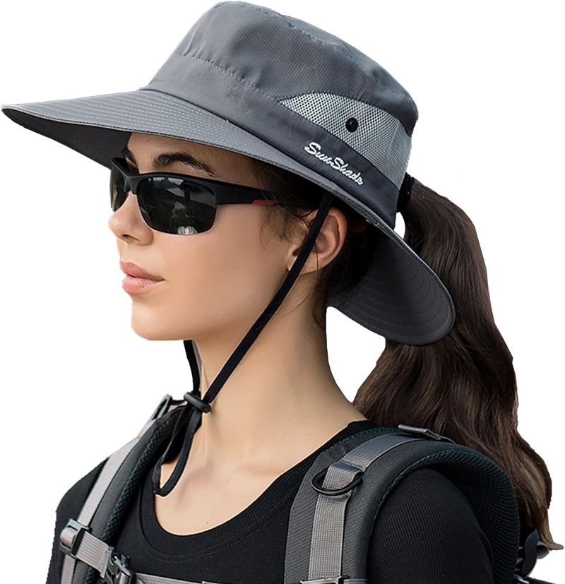 Cappello da pescatore da spiaggia UPF 50+ da donna e da uomo NPJY Sun con tesa larga da 3 pollici_voghion.com