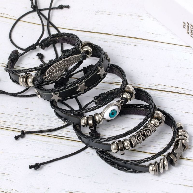 Nuovo bracciale da uomo in lega Wing, con occhio punk rock intrecciato. Gioiello a stella a cinque punte_voghion.com