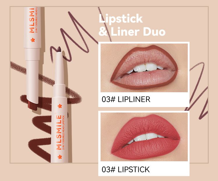 MLSMILE Dual Head Lipstick Pen Waterproof, Non Smearing, Long Lasting And Color Developing Two In One Lip Liner_voghion.com