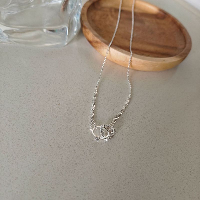 Anello in argento sterling S925 con zirconi, collana d'amore, design di nicchia alla moda, luce, lusso, alto senso_voghion.com