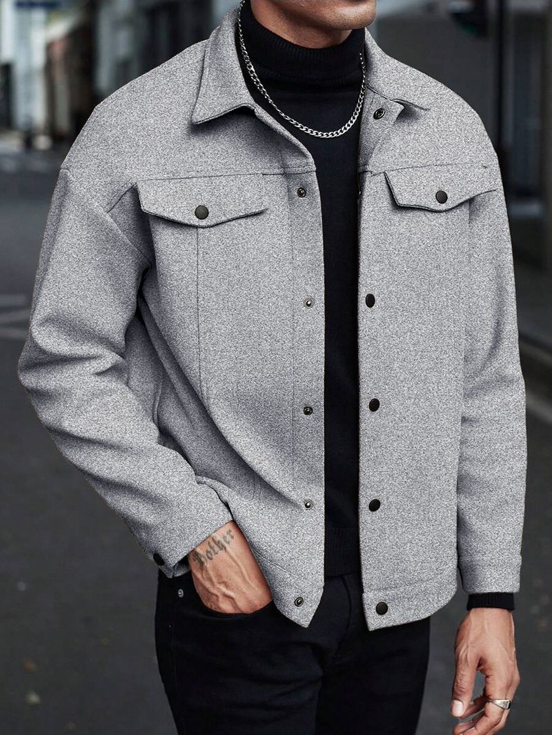 Herrenbekleidung Herren-Sakko aus Wollmischung mit Revers – Business Casual Slim Fit Mantel (4 Farben, S-XXXL)_voghion.com