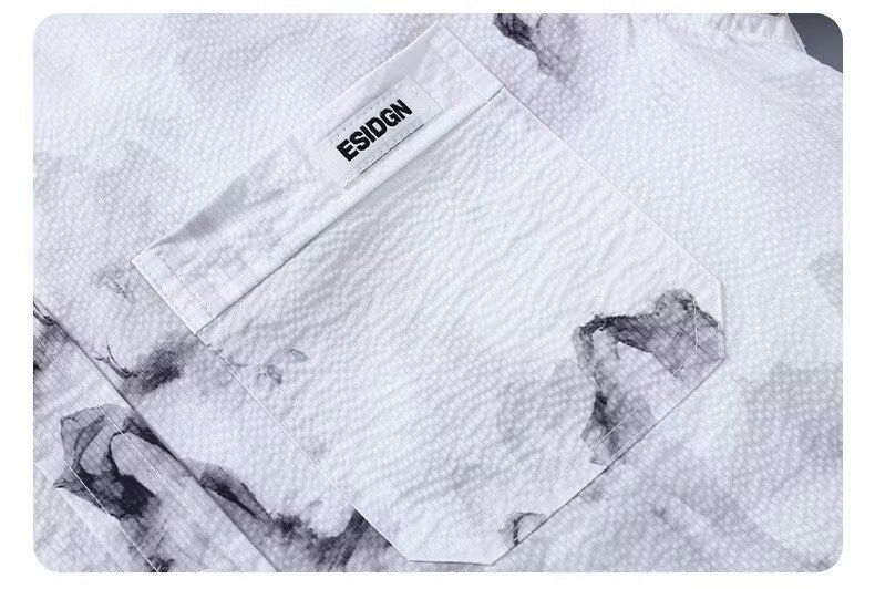 Camicia da uomo a maniche corte, vestibilità comoda, con stampa di paesaggio cinese, tessuto traspirante in seta ghiacciata (taglie dalla M alla 4XL)_voghion.com