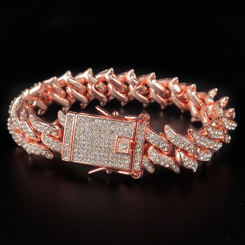 Luxury Hip Hop Square Roman Diamond Stainless Steel Quartz Watch With Cuban Link Bracelet For Men_voghion.com