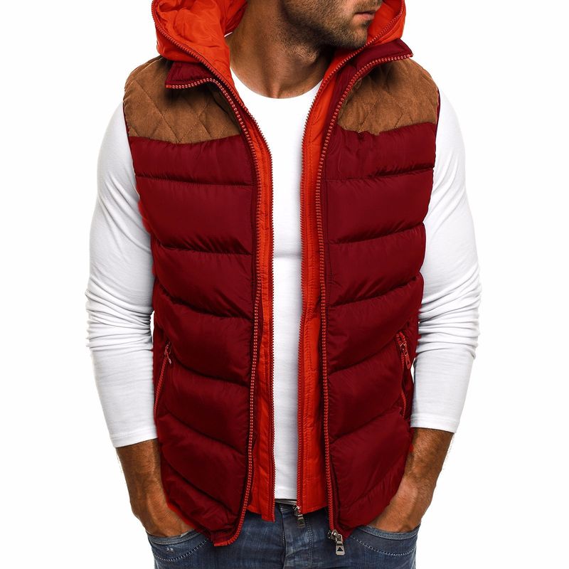 Euro 2024 Autunno/Inverno Moda Color Block Uomo Cappello Cotone Cappotto Gilet 7585_voghion.com