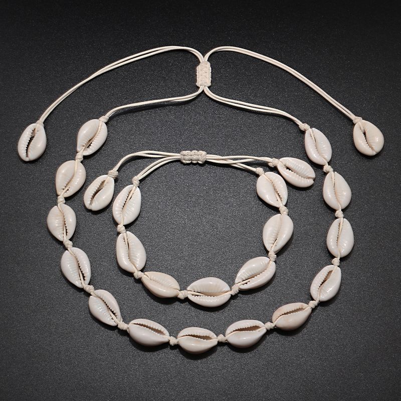 Fashion Bohemian Necklace Bracelet Handmade Rope Chain Natural Shell Charm Seashell Choker Summer Ocean Beach Boho Jewelry For_voghion.com
