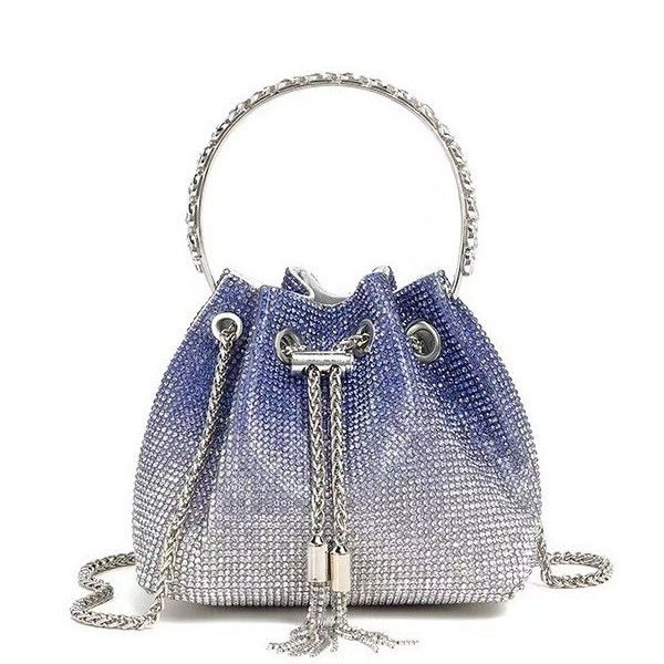 2024 Soft Rhinestone For Women Evening High-end Tassel Handbag Full Diamond Textured Handheld Bucket Bag_voghion.com