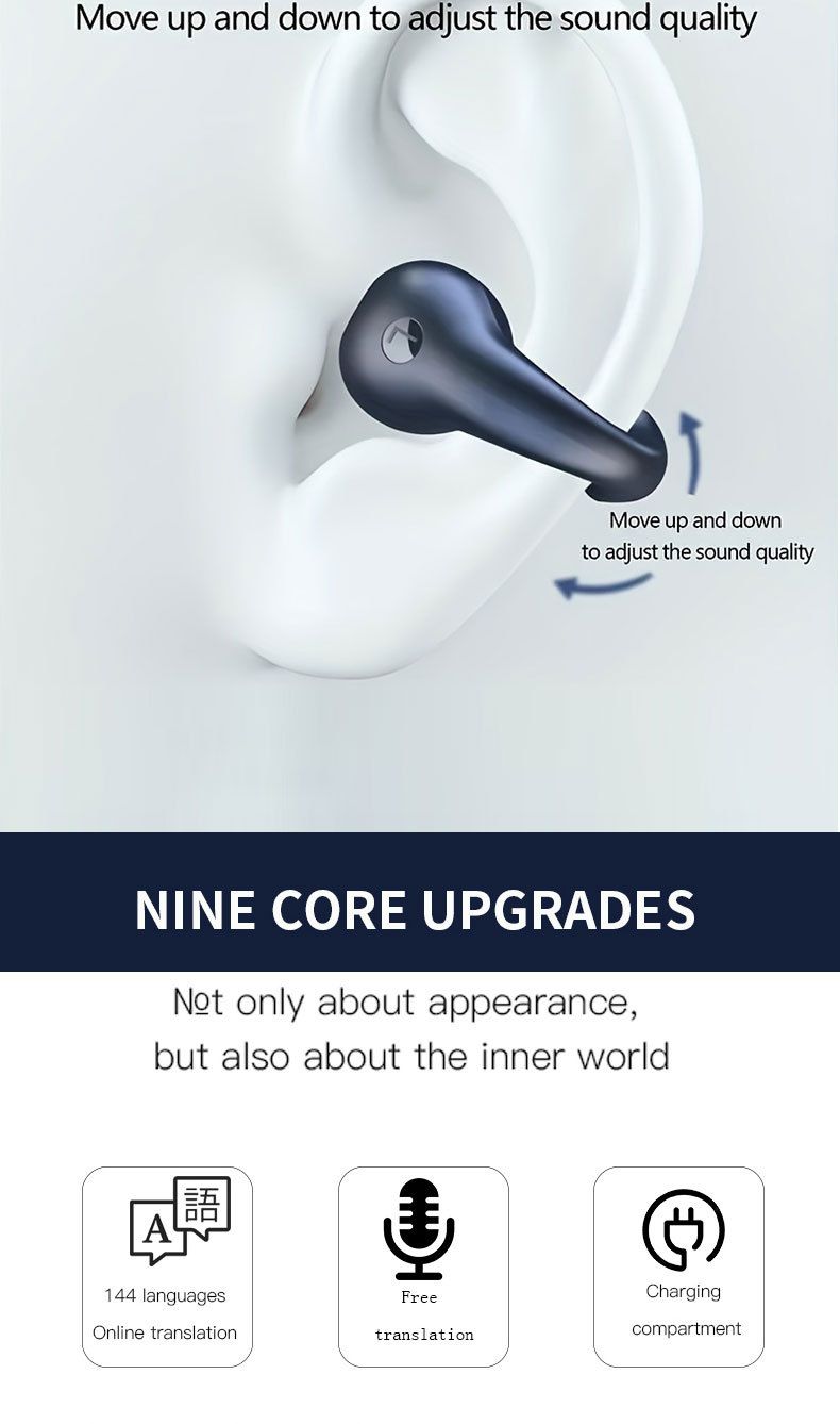 Translator New Ear Hanging Bluetooth Translation Headset Multi Language Translation Learning Travel Translator_voghion.com