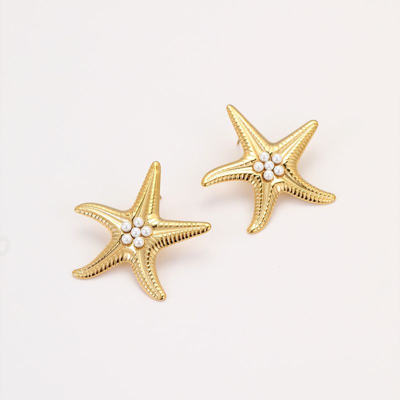 Set di orecchini e collana con perle a forma di stella marina, gioielli di alta gamma in stile resort oceanico_voghion.com