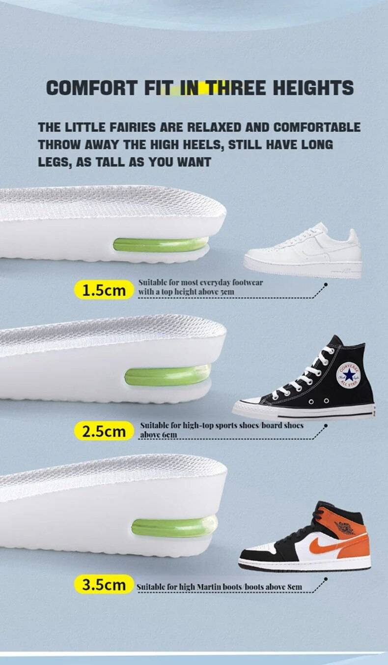 1 Paar orthopädische Höhenerhöhungs-Einlegesohlen für Füße, Sport-Lufteinlegesohlen, Komfort, Plantarfasziitis, Schuhe, Einsätze, Schock_voghion.com
