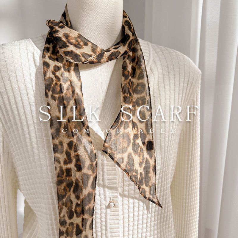 Modischer Leopardenmuster-Schal aus reinem Schal für Frauen, Frühling, Sommer, neues Mulberry-Seidenband, Haarband, Geschenk_voghion.com