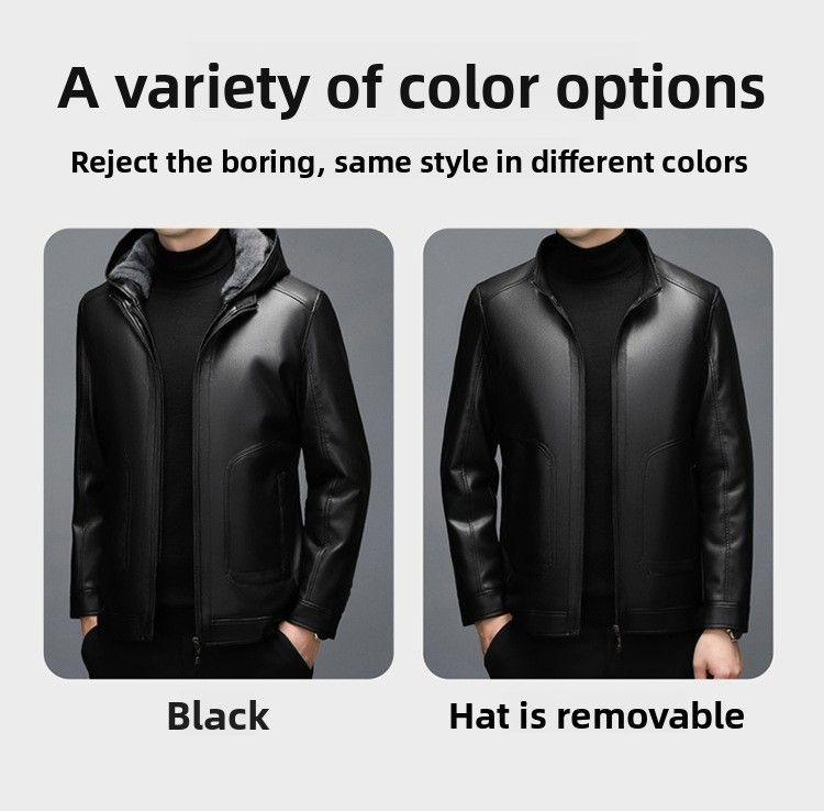 Giacca invernale da uomo Haining 2025 con cappuccio corto, casual, in pelle e pelliccia, integrata, ispessita_voghion.com