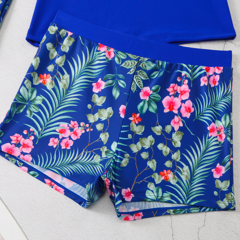 Damskie bokserki z długimi rękawami i nadrukiem, z filtrem przeciwsłonecznym i dwuczęściowym strojem kąpielowym_voghion.com