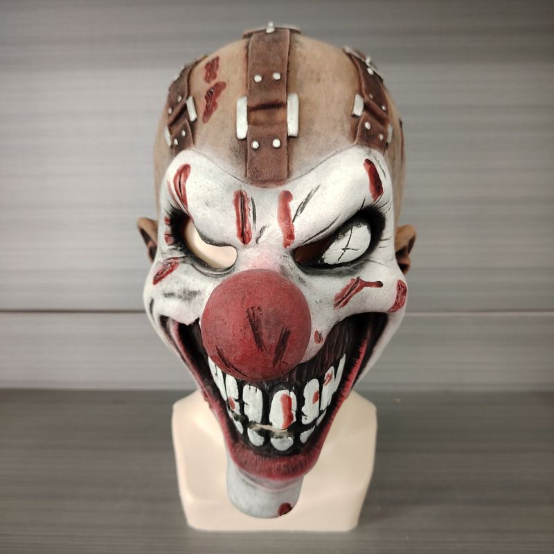 Masque d'horreur en latex pour clown au nez rouge pour Halloween, fête, PNJ, évasion de salle secrète, maison hantée, atmosphère_voghion.com