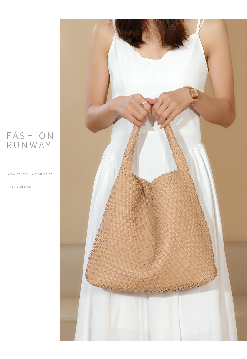 Große Kapazität Einkaufstasche Neue Gemüsekorb Handgewebte Damentasche Handheld Lässige vielseitige Unterarmtasche_voghion.com