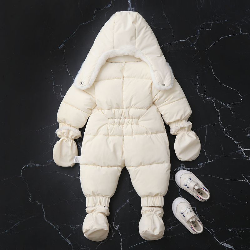 Pelele de invierno premium con capucha para bebé Mother & Kids: mono grueso acolchado de algodón para bebés y niños pequeños (66-90 cm), unisex, manga larga, con cremallera_voghion.com