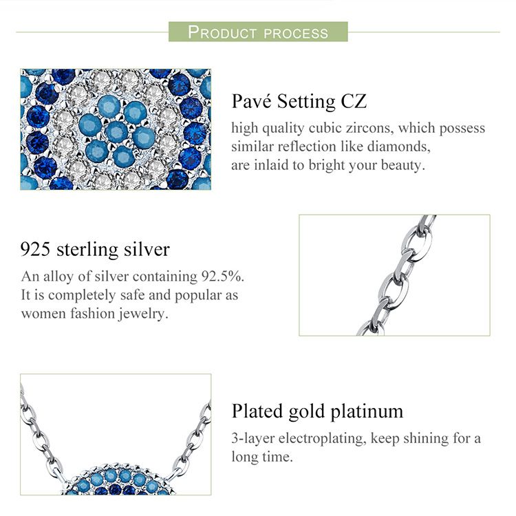 Fashion WOSTU Genuine S Sterg Sier Geometry Round Chic Blue Eye Pendent & Necklace For Women Trendy Jewelry Accessories CQN099_voghion.com