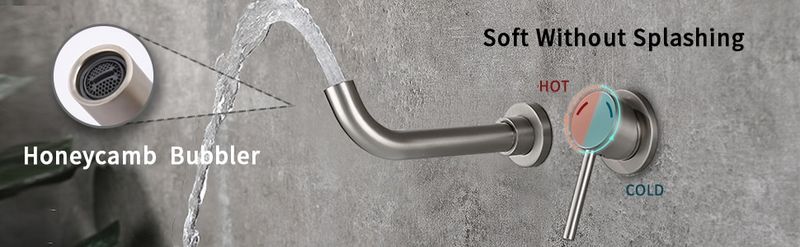 Wall Mount Faucet For Bathroom Sink Or Bathtub, Single Handle 2 Holes Brass Rough-in Valve Included, Brushed Nickel_voghion.com