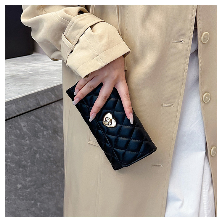 Kleine duftende Wind mittellange Lingge Love Lock Buckle Zero Wallet Damentasche_voghion.com