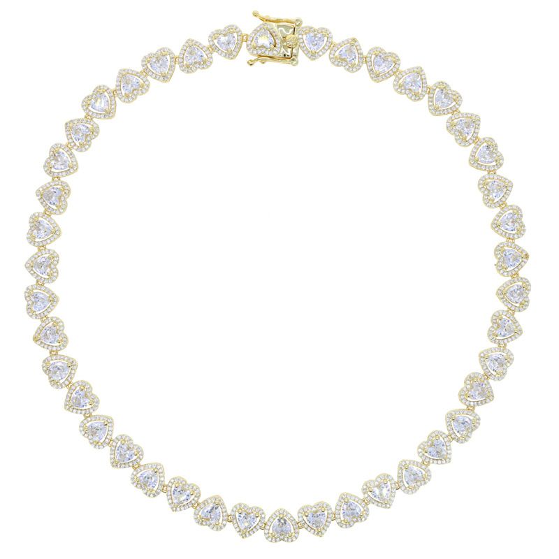 Women's Jewelry Heart Shaped Zircon Necklace Fashion Trend Inlaid Zircon Women's Necklace_voghion.com