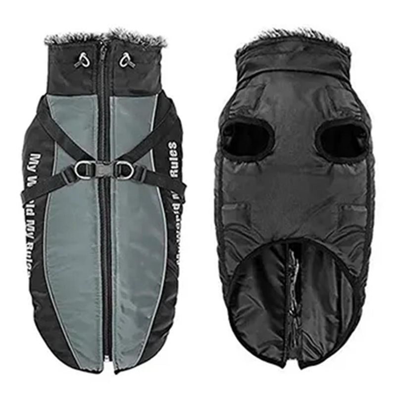 Wasserdichte Winterkleidung für große Hunde mit warmem Pelzkragen, große Hundejacke für Labrador Husky XL_voghion.com