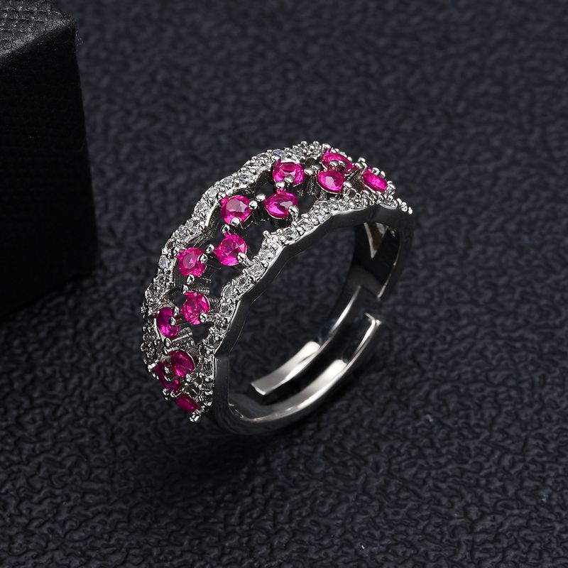 Elegante opengewerkte zirkonia-ring voor dames met dromenvangerontwerp, gegalvaniseerd koperen statementring voor dagelijks gebruik_voghion.com