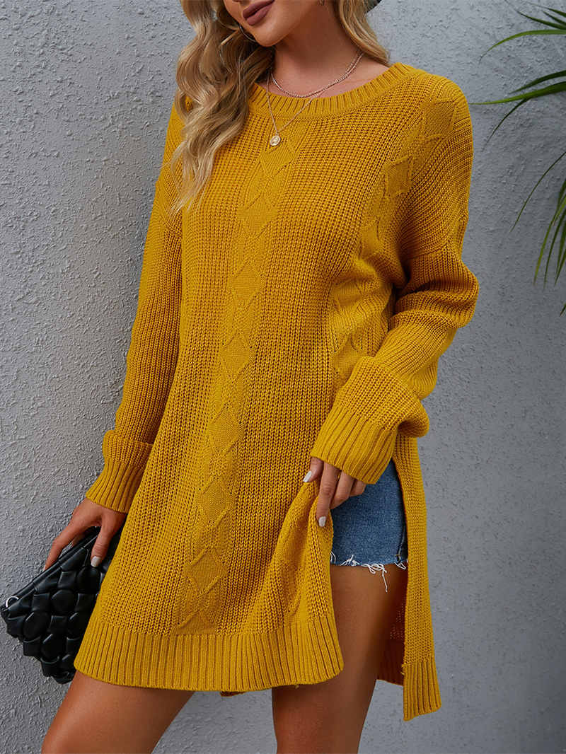 Maglione ampio con spacco di media lunghezza da donna_voghion.com
