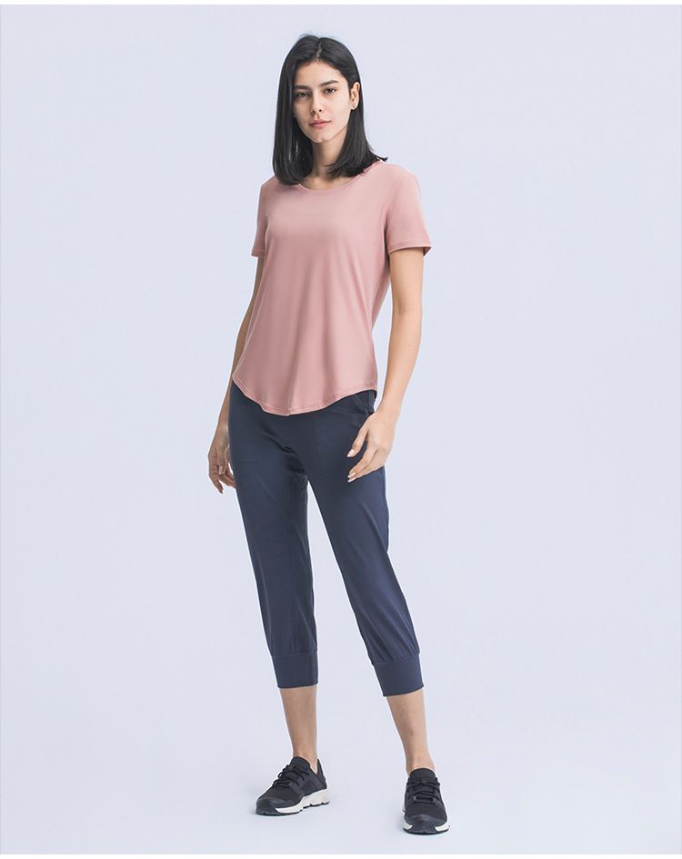 Tricou nou pentru alergare de vară pentru femei, top simplu și largi pentru yoga cu mâneci scurte, îmbrăcăminte sport ușoară și respirabilă pentru alergare și fitness_voghion.com