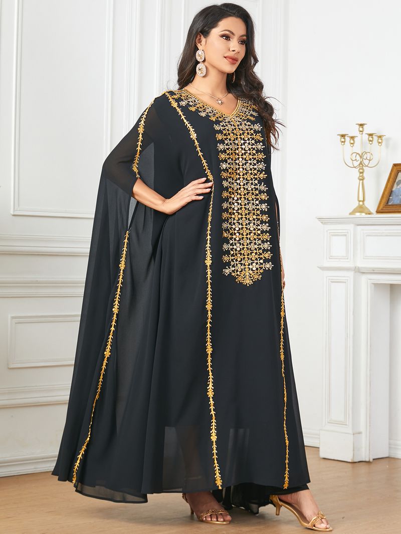 Luxuriöses besticktes Abaya-Kleid mit Fledermausärmeln – elegantes Maxikleid im Dubai-Stil für Frauen, bescheidene muslimische Mode_voghion.com