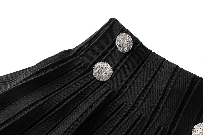 Women's Clothing new style elegant pleated skirt waist slimming ruffled hem v neck cardigan jacket + short skirt suit_voghion.com