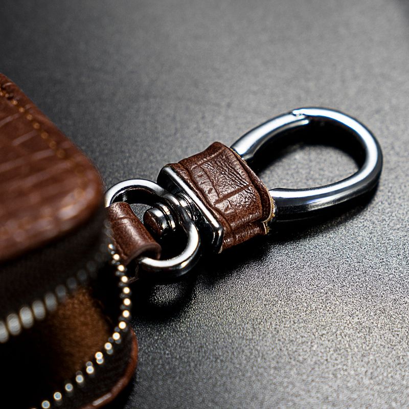 New Men's Crocodile Pattern Car Stylish Business Zipper Keychain Waist Hanging Key Case_voghion.com