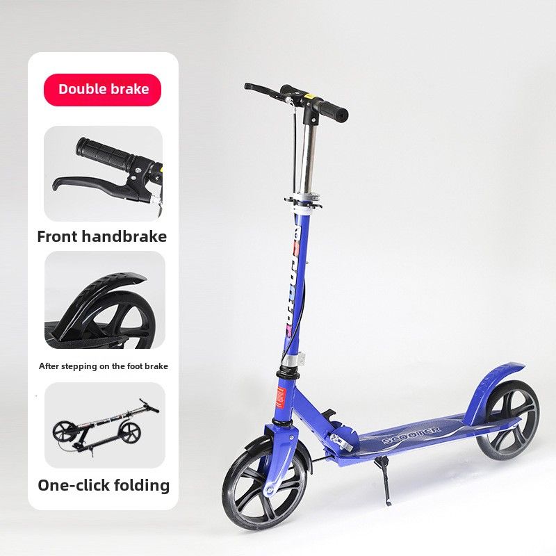 Adult Scooter Children Youth Big Wheel Two Wheels 2 Wheels Foldable City Campus Scooter With Handbrake_voghion.com