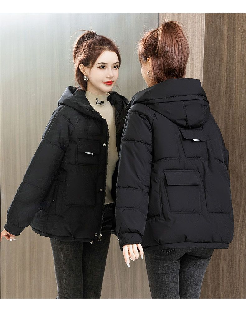 Kadın Kışlık Kapüşonlu Mont, Hafif Sıcak Mont, Büyük Beden Kısa Dış Giyim, Minyonlardan Kıvrımlılara Uygun Günlük Moda Parka_voghion.com