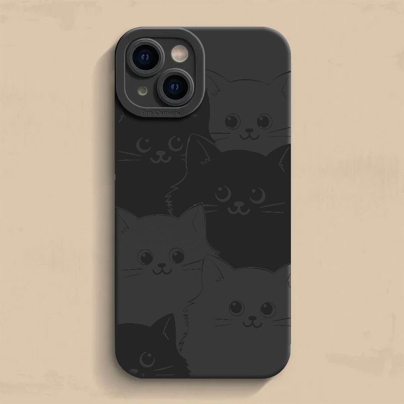 Nuova custodia per telefono Catoon Black Cat Design per iPhone 16 15 Pro Max 14 13 12 11 Pro XS X XR 7 8 Plus SE antiurto Bumper Back Cover_voghion.com