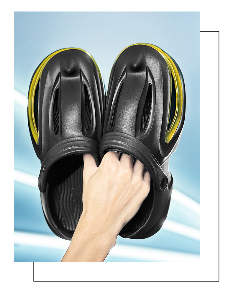 Trou de chaussures avec requin à bec une sensation de marcher sur les excréments, chaussures d'été de plage à semelles souples pour hommes augmentant la hauteur,_voghion.com